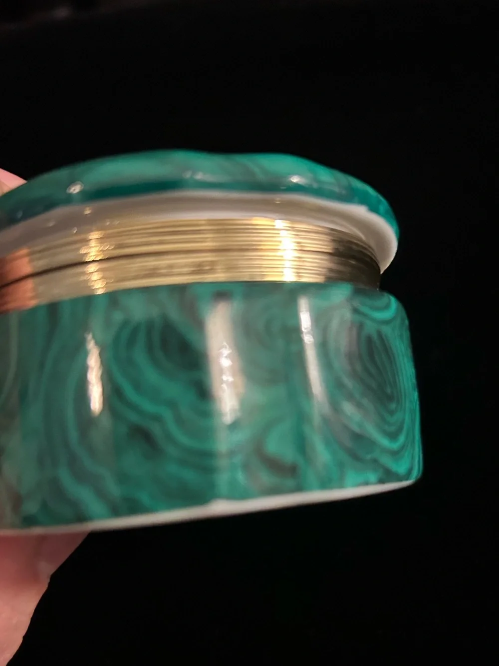 Vintage Frederick Cooper Chicago Faux Malachite Hinged Trinket Box - Labeled